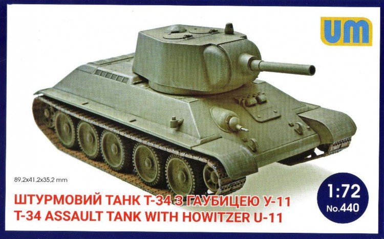 T-34 Assault tank with howitzer U-11 plastic model kit