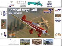 Percival Vega Gull (civil registration)  легкий многоцелевой самолет сборная модель 1/72