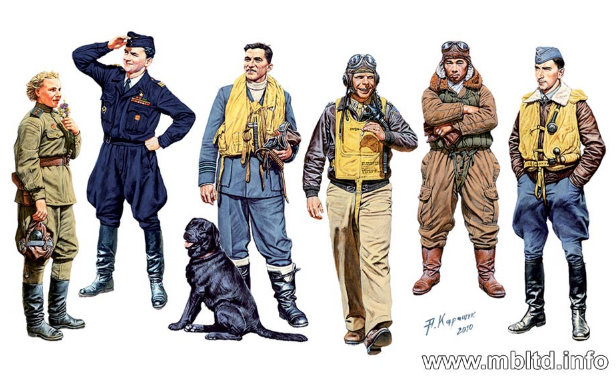 Famous pilots of WWII era kit No.1 (without booklet) plastic model