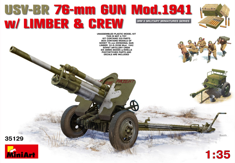 Cannon USV-BR 76-mm mod. 1941 with artillery front end and calculation plastic model kit
