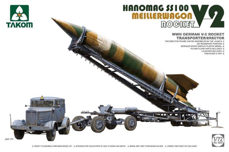 Немецкий тягач  Ханомаг с баллистической ракетой ФАУ-2 сборная модель 1/72