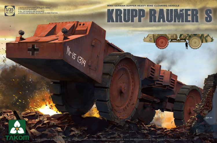WWII German Super Heavy Mine Clearing Vehicle Krupp Raumer S plastic model kit