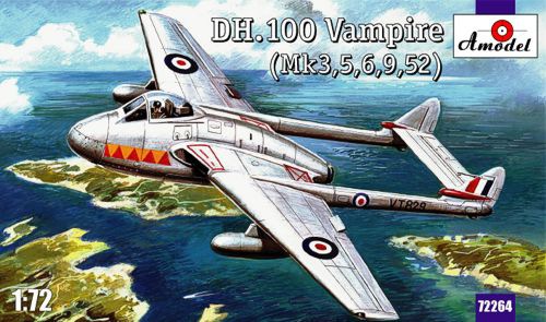 DH.100 Vampire Mk. 3, 5, 6, 9, 52 - многоцелевой истребитель сборная модель 1/72