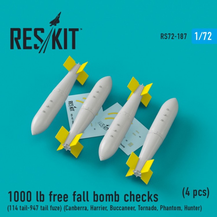 1000 lb free fall bomb checks (114 tail-947 tail fuze) (4 pieces) (1/72)