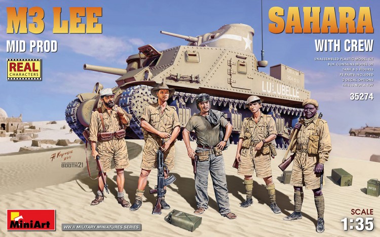 Танк M3 Lee (среднего выпуска) Сахара с экипажем сборная модель