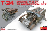 Двигатель V-2-34 с трансмиссией. Сборный пластиковый набор