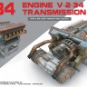 Двигатель V-2-34 с трансмиссией. Сборный пластиковый набор