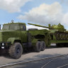 Тяжелый тягач КрАЗ-6446 с полуприцепом МАЗ/ЧМЗАП-5247Г и танком Т-62 сборная модель 1/35