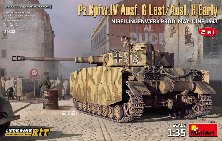 Pz.Kpfw.IV Ausf. G Last/Ausf. H Early. NIBELUNGENWERK PROD. MAY-JUNE 1943. 2 IN 1 plastic model kit with interior
