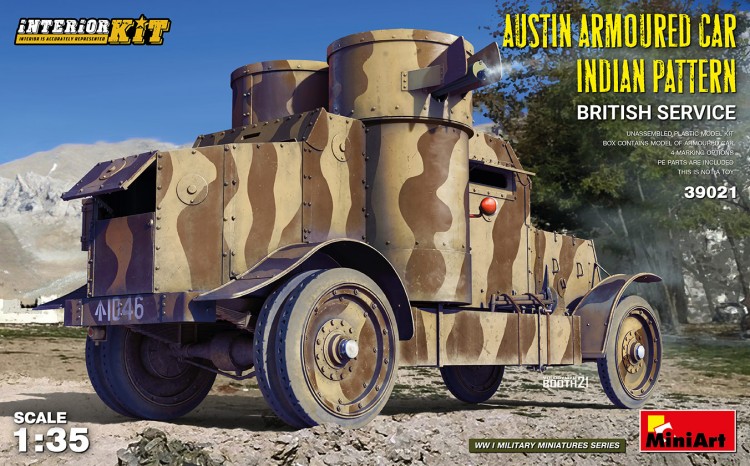 AUSTIN ARMOURED CAR INDIAN PATTERN. BRITISH SERVICE plastic model kit with interior