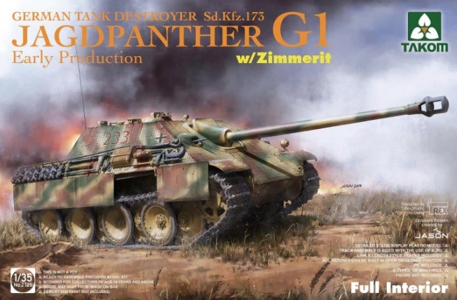 Немецкая противотанковая САУ Jagdpanther G1 ранних выпусков с циммеритом и полным интерьером
