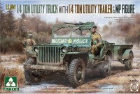 Джип 1/4-Ton Utility Truck с прицепом и фигурой солдата военной полиции пластиковая сборная модель