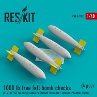 1000 lb free fall bomb checks (114 tail-947 tail fuze) (4 штуки) (1/48)