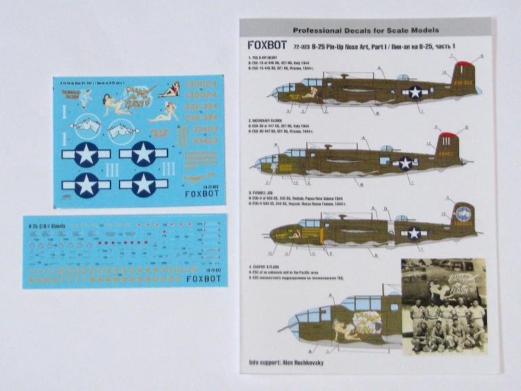 North American B-25C/D Mitchell Pin-Up Nose Art and Stencils Part 1 decals