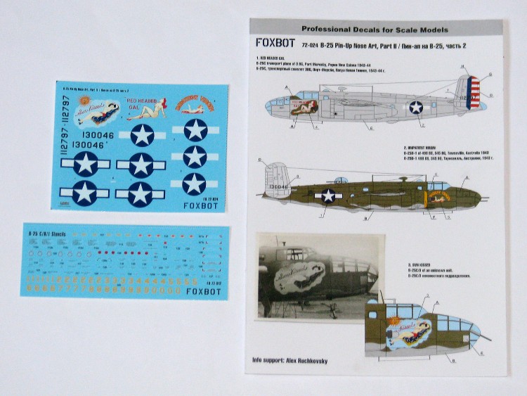 North American B-25C/D Mitchell Pin-Up Nose Art and Stencils Part 2 decals
