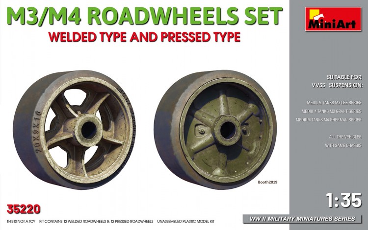 M3/M4 Roadwheels set. Welded type and pressed type Plastic model kit