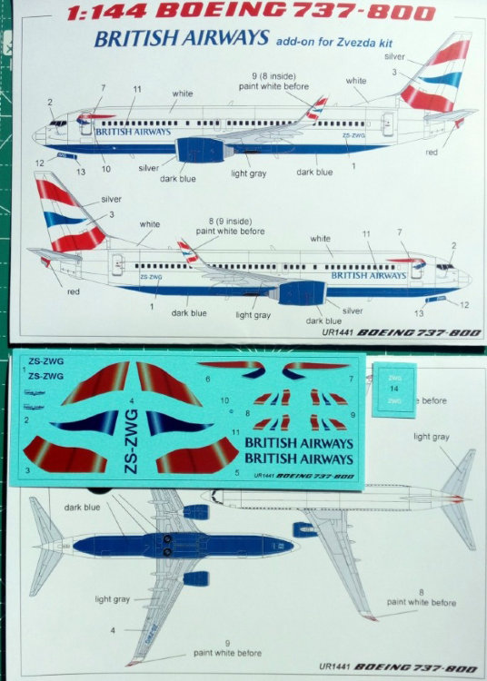 Boeing Боинг 737-800 British Airways  декаль масштаб 1/144