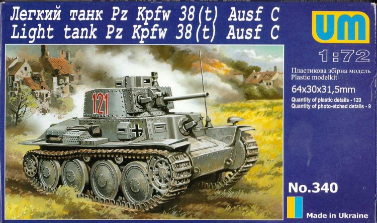Легкий танк PzKpfw 38(t) Ausf.C пластиковая сборная модель