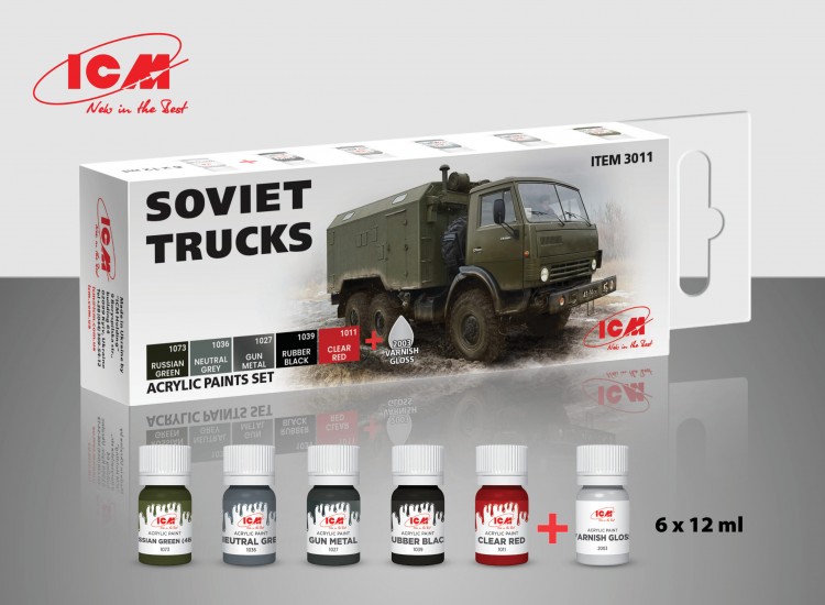 ICM3011 Acrylic paint set for Soviet trucks