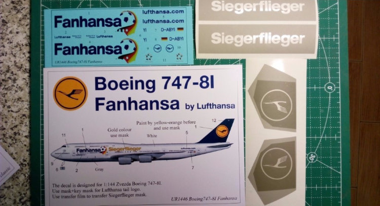 Boeing Боинг 747-8I Fanhansa декаль 1/144