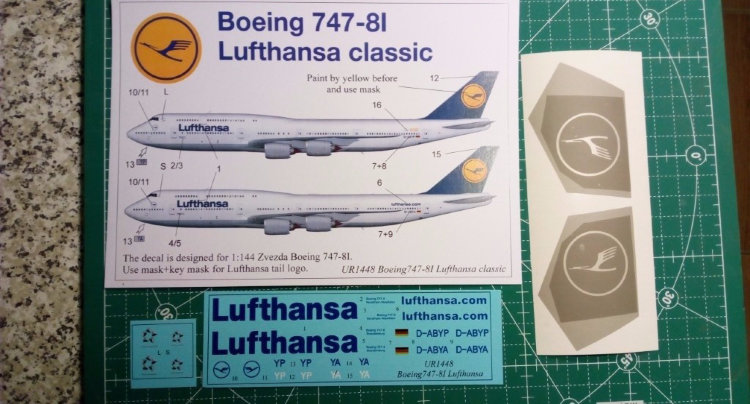 Boeing Боинг 747-8I Lufthansa Classic декаль 1/144