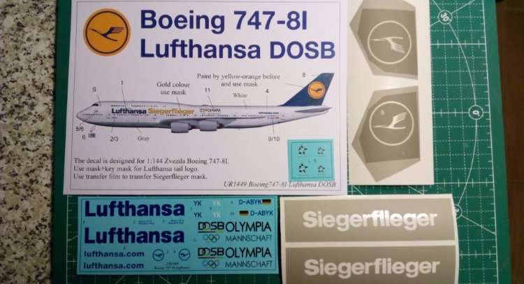Boeing Боинг 747-8I Lufthansa DOSB декаль 1/144