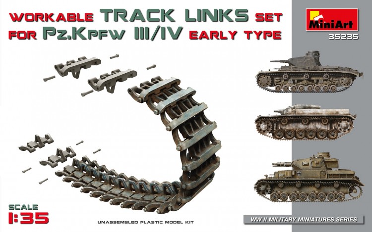 Workable track links set for Pz.III / Pz.IV Early type Plastic model kit