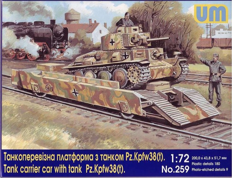 Tank carrier car with tank Pz. Kpfw38(t) plastic model kit