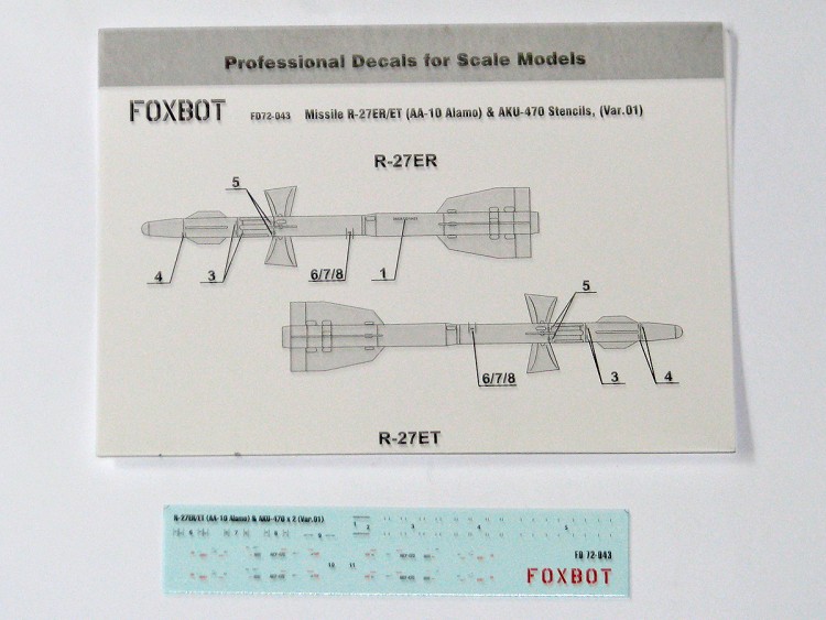Soviet Missile R-27ER/ET (AA-10 Alamo) & AKU-470 Stencils (Var.1)  Decals 1/72