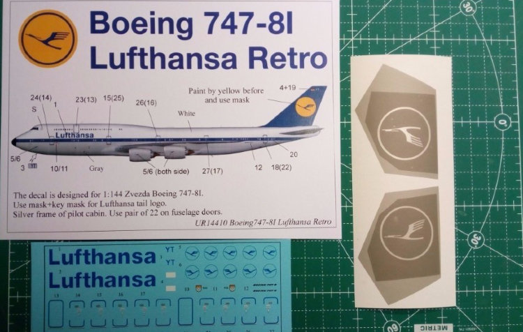 Boeing Боинг 747-8I Lufthansa Retro "Ретро"  декаль 1/144