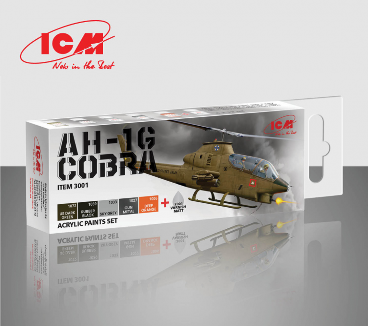 ICM 3001 Acrilyc paint set for AH-1G Cobra  US Attack Helicopter