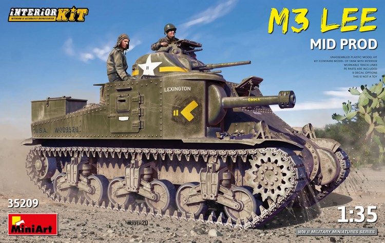 M3 LEE MID tank plastic model with interior