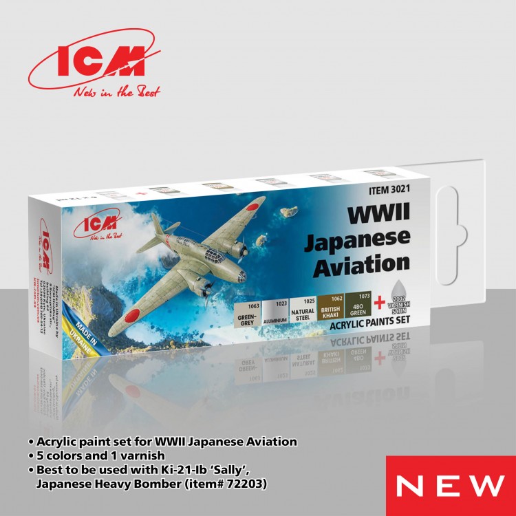ICM 3021 Acrylic Paint Set for WWII Japanese Aviation