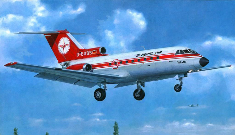 Yak-40 (later series) passenger aircraft plastic model