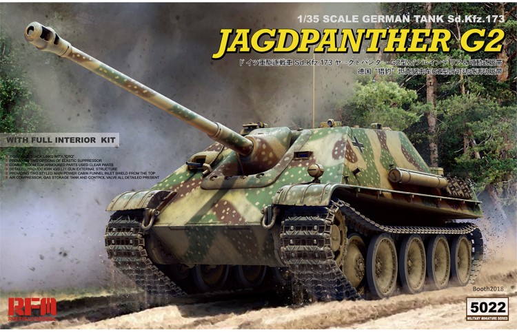 Tank Jagdpanther G2 with full interior & workable track links plastic model kit