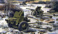 Набор 45-мм противотанковая пушка 19-К (1932) и 76-мм полковая пушка ОБ-25 (1943) пластиковая сборная модель