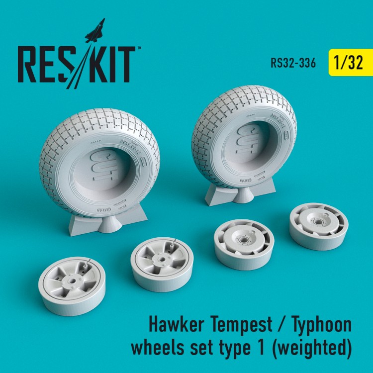 Hawker Tempest/Typhoon wheels set type 1 (weighted)