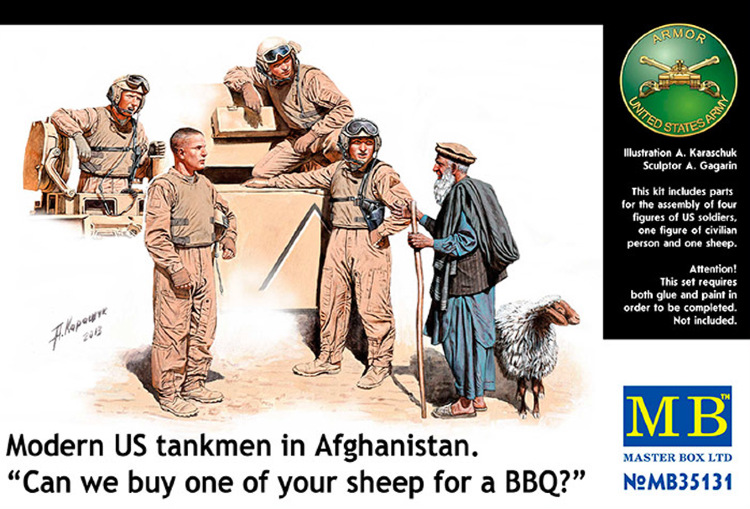 Modern US tankmen in Afghanistan. “Can we buy one of your sheep for a BBQ" plastic figure
