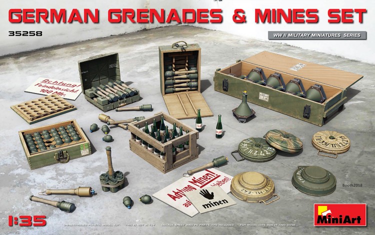 GERMAN GRENADES & MINES SET plastic model kit