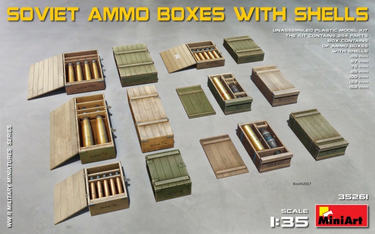 SOVIET AMMO BOXES w/SHELLS plastic model kit