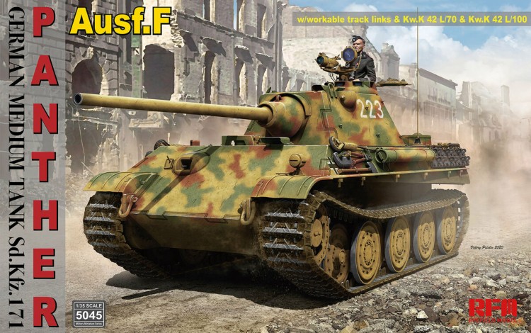 German medium tank Sd.Kfz.171 Panther Ausf.F w/workable track links plastic model kit