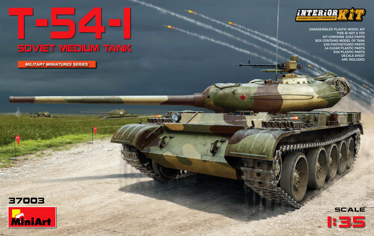 T-54-1 Soviet medium tank with interior modular model
