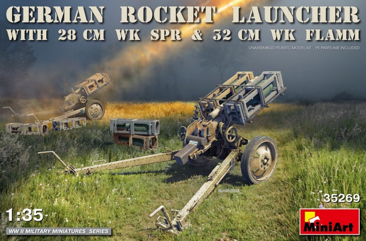 GERMAN ROCKET LAUNCHER with 28cm WK Spr & 32cm WK Flamm plastic model kit