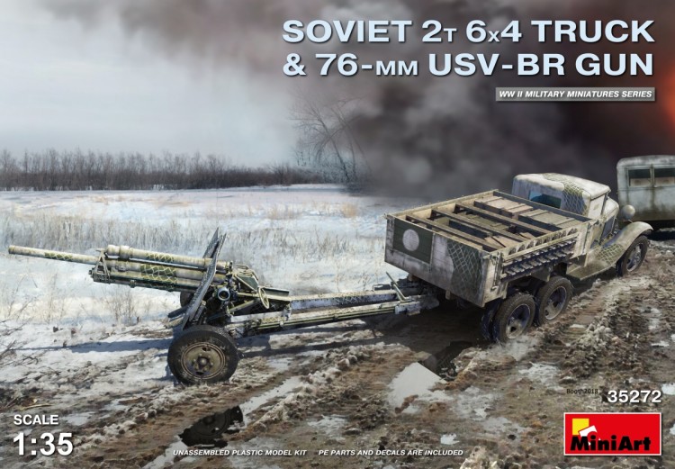 SOVIET 2T 6X4 TRUCK & 76-mm USV-BR GUN plastic model kit
