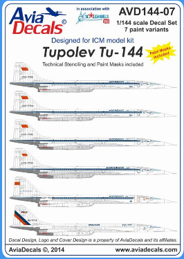 Ту-144 Декаль масштаб 1/144