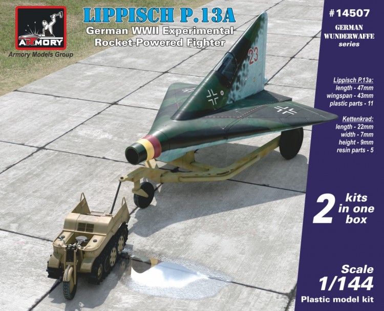 Lippisch P.13a w/ Kettenkrad 12.8 plastic model kit 1/144