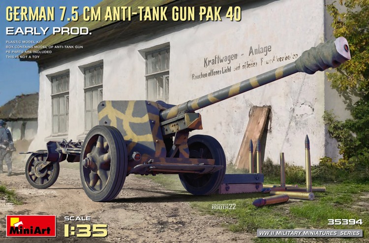 MINIART 35394 Немецкая противотанковая пушка 7,5 см PAK 40. раннего выпуска