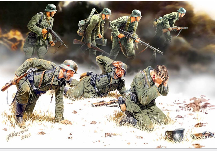 German Panzergrenadiers, 7 fig. plastic figures
