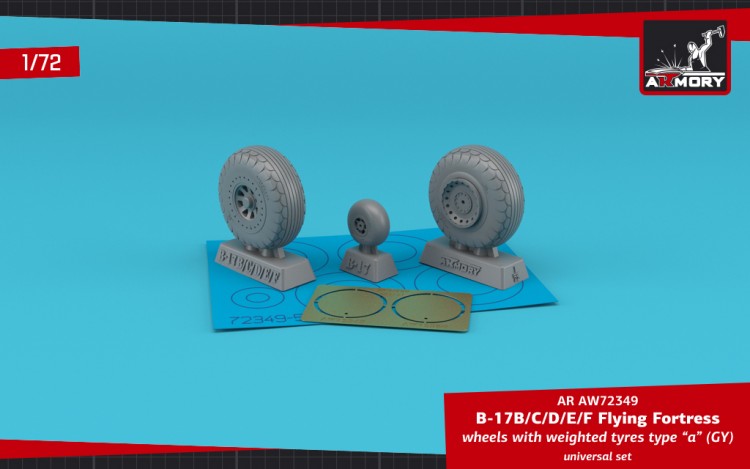 B-17B/C/D/E/F Flying Fortress wheels  type "a" (GY) 1/72